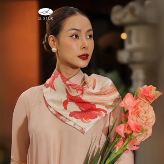 Khăn lụa vuông lay ơn cánh kép 65*65cm